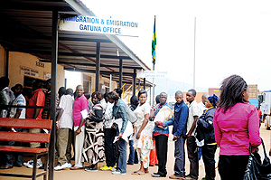  Travellers clear at Gatuna border before crossing out of the country.  The New Times  / J. Mbanda