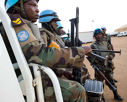 UNAMID peacekeepers from Rwanda ready to go on patrol  in Darfur. The regional military exercise will focus on, among other areas, peacekeeping.  The New Times / File.