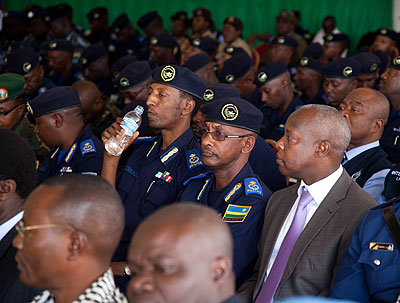 Some of the Police officers who attended the previuos EAPCO meeting. A follow-up meeting will start in Kampala today.  The New Times / G. Muramira.