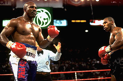 Evander Holyfield went 44-10-2 and defeated Mike Tyson twice, including the infamous 'Bite Fight on June, 28, 1997. Net photo.