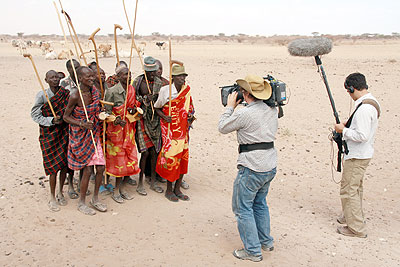 Production crew during a shooting session of the film.