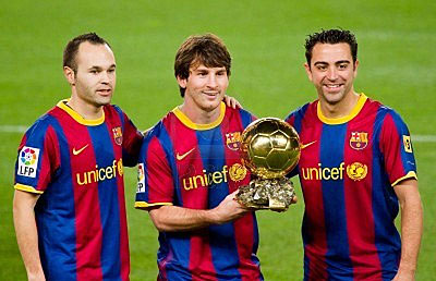 IN THE RUNNING: Iniesta, Messi , Xavi for the Ballon d'Or. Net photo.