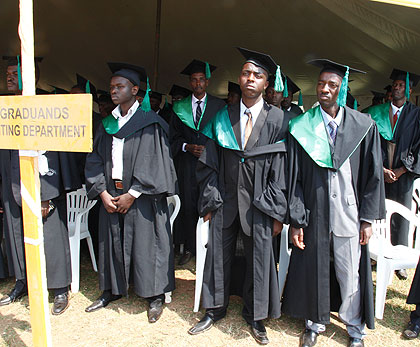 Graduates of SFB.The University  has been ranked the best in Rwanda regarding ICT usage.  The New Times / File.