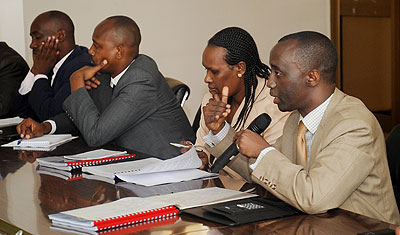 Officials from the Ministry of Agriculture and affiliate institutions before PAC last week. The New Times / John Mbanda.