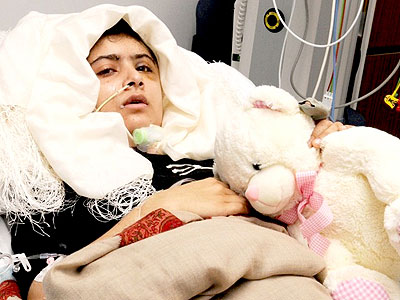 Malala Yousafzai, the schoolgirl shot in the head by the Taliban recently. Net photo.