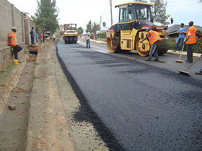 Bulldozers working on a road in Kigali. African countries are in dire need of resources to finance infrastructure development. The New Times / File.