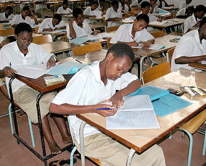 Students sitting for exams. The New Times / File.