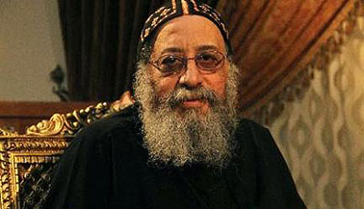 A picture taken on October 17, 2012 shows Bishop Tawadros of the Nile Delta province of Beheira, 60, posing for a photograph in the Egyptian capital Cairo. Net photo.