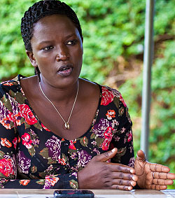 Nelly Inbagire, proprietor of Stone House restaurant and bar, during her interview with Women Today. The New Times  photos / T. Kisambira