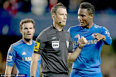 Mark Clattenburg has no case to answer while John Mikel Obi (right) has been charged by the FA. Net photo.