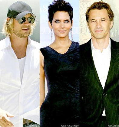 Halle Berry ex Gabriel Aubry (L) and Olivier Martinez (R).