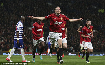 Darren Fletcher scored what proved to be the winner for Manchester United against QPR. Net photo.