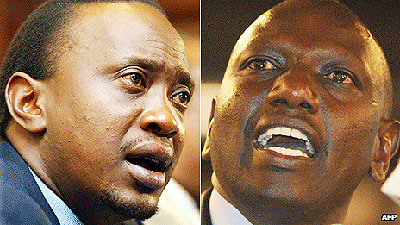 Uhuru Kenyatta (L) and william Ruto (R) were on oppoaite sides in the 2007 poll.  Net photo