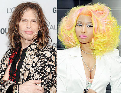 Steven Tyler (L)  and Nicki Minaj.