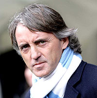 Manchester City manager Roberto Mancini. Net photo.