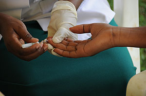 A patient taking an HIV test. The New Times / File.