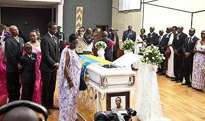 Mourners pay last respects to the fallen Minister of Gender and Family Promotion, Aloisea Inyumba, at the  Parliamentary Buildings in Kimihurura. The New Times/Timothy Kisambira. 