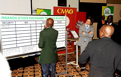 Trading at the Rwanda Stock Exchange. The New Times / File.