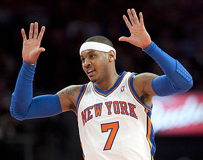 Carmelo Anthony inspired New York Knicks to win over Lakers. Net photo.