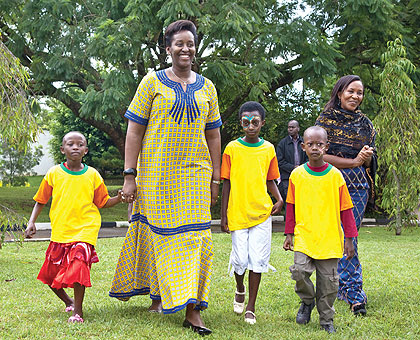 First Lady Jeannette Kagame arrives for the party at Presidentu2019s office. The Sunday Times/T. Kisambira.