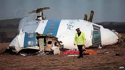 A Pan Am jet flying to the US was blown up over Lockerbie killing 270 people