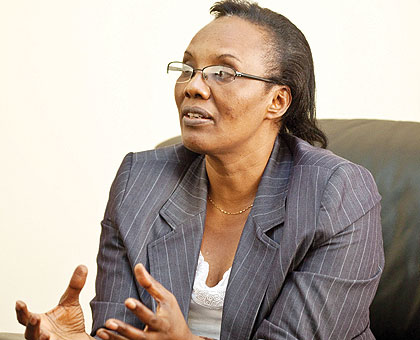 Speaker Rose Mukantabana during the interview with The New Times in her office last week. The New Times/Timothy Kisambira.