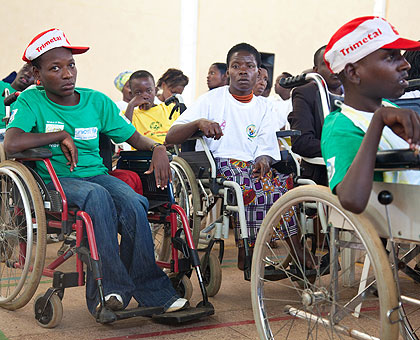 Some of the children with disabilities at the function at  Petit Stade yesterday. The New Times /T. Kisambira.