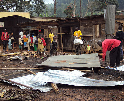 Days after the fire gutted Nyagisozi market, some of the traders have started rebuilding their stalls. The New Times / JP. Bucyensenge.