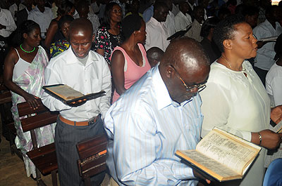 Worshipers at St. Peteru2019s Anglican Church Remera during service. The New Times/File. 