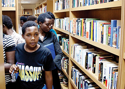 Young ladies make use of the Kigali Public Library recently. The New Times/ File