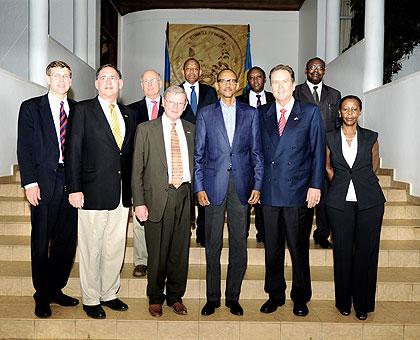 President Kagame with members of the US Congressional Delegation to Rwanda Senator Jim Inhofe of Oklahoma, Senator John Boozman of Arkansas, Congressman Steve Pearce of New Mexico, Congressman Erik Paulsen of of Minnesota and Representative Venon Buchanan of Florida.  The Sunday Time / Village Urugwiro