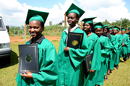 ALL SMILES: Agahozo-Shalom graduands during a procession on Thursday. The New Times/Courtesy.