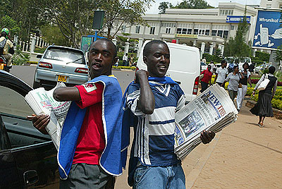 Newspaper vendors on the streets of Kigali; There is need for media houses to improve on the standards of their news. The New Times/ file.