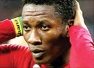 Asamoah Gyan got his name on the score sheet. Net photo.