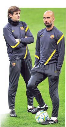 Tito Vilanova (left) replaced Pep Guardiola (R) as Barcelona's coach. Net photo.