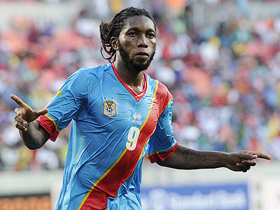 Dieumerci Mbokani celebrates after scoring against Ghana but the big striker missed two clear-cut scoring chances in the 0-0 draw with Niger. Net photo.