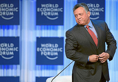 King Abdullah II of the Hashemite Kingdom of Jordan after delivering a Special Address at the Annual Meeting 2013 of the World Economic Forum in Davos, Switzerland, yesterday. Net Photo.