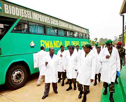 RDF officers are showed around IRST on Friday. The New Times/  Timothy Kisambira.