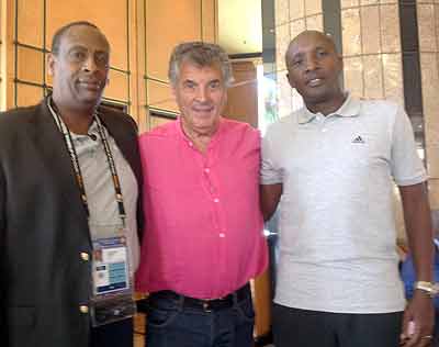 (L-R); Celestin Musabyimana, David Dein and Celestin Ntagungira. The New Times /  Courtesy.