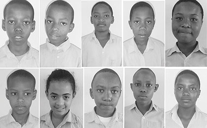 L-R ( Top row): Manzi, Iradukunda, Ntwali,Ishimwe, Uwase. L-R ( Bottom row): Wihogora, Keza, Ishimwe,  Ngoga,Uwamahoro.     