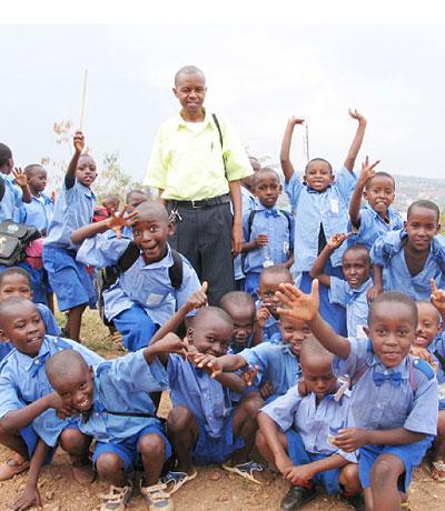 Primary school children in Kigali. Some people think Kinyarwanda should be reintroduced in primary schools. 