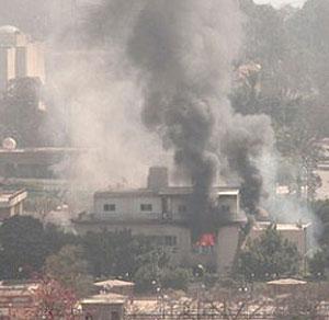 The Egyptian football federation was set alight in Cairo. Net photo