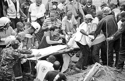 A multi-storey building collapsed in Dar es Salaam on Friday morning killing 17 people. Net photo.