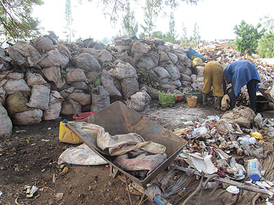 The co-operativeu2019s workers sorting waste. The New Times / Moise Iradukunda