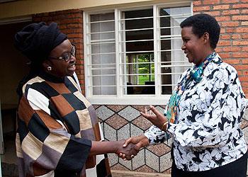 Gender and Family Promotion minister Oda Gasinzigwa (R) chatting with Bineta Diop Founder and president of Femmes Africa Solidaritu00e9. The New Times/T.Kisambira.