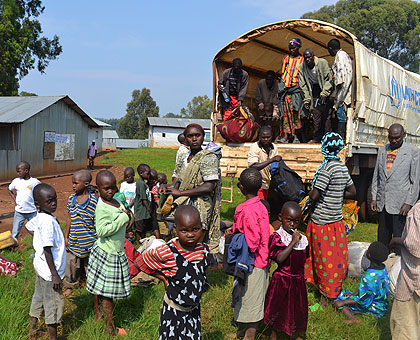 Returnees from DR Congo at Nyagatare Transit Camp in Rusizi District. The New Times/Courtesy.