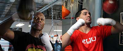 Zab Judah during a work-out in the build-up to Saturday night fight against Danny Garcia (right).