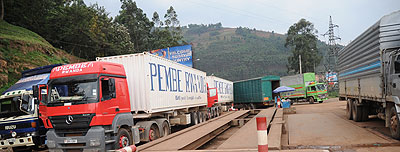 Cargo trucks wait for clearance at the Gatuna border. Research has shown that if the time transporters waste at border posts is reduced by an hour, this could bring in $6.7m benefits for the EAC.   The New Times/ File