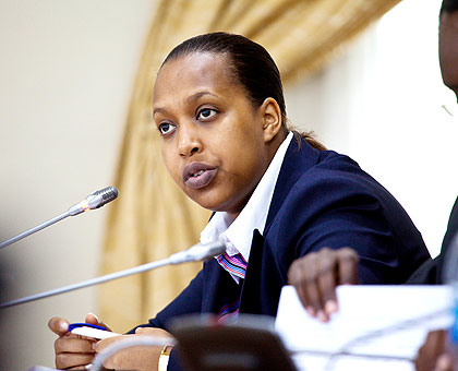 Pichette Kampeta Sayinzoga, the Finance ministry permanent secretary and Secretary to the Treasury, briefs the media on the 2013/2014 Budget Framework Paper in Kigali yesterday. The paper, which says government expenditure will rise to Rwf1.6 trillion from Rwf1.4 trillion this fiscal year, was approved by Cabinet on Wednesday. The New Times/ T. Kisambira.