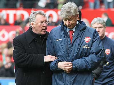 Sir Alex Ferguson and Arsene Wenger have enjoyed a heated rivarly since 1996. Net photo.